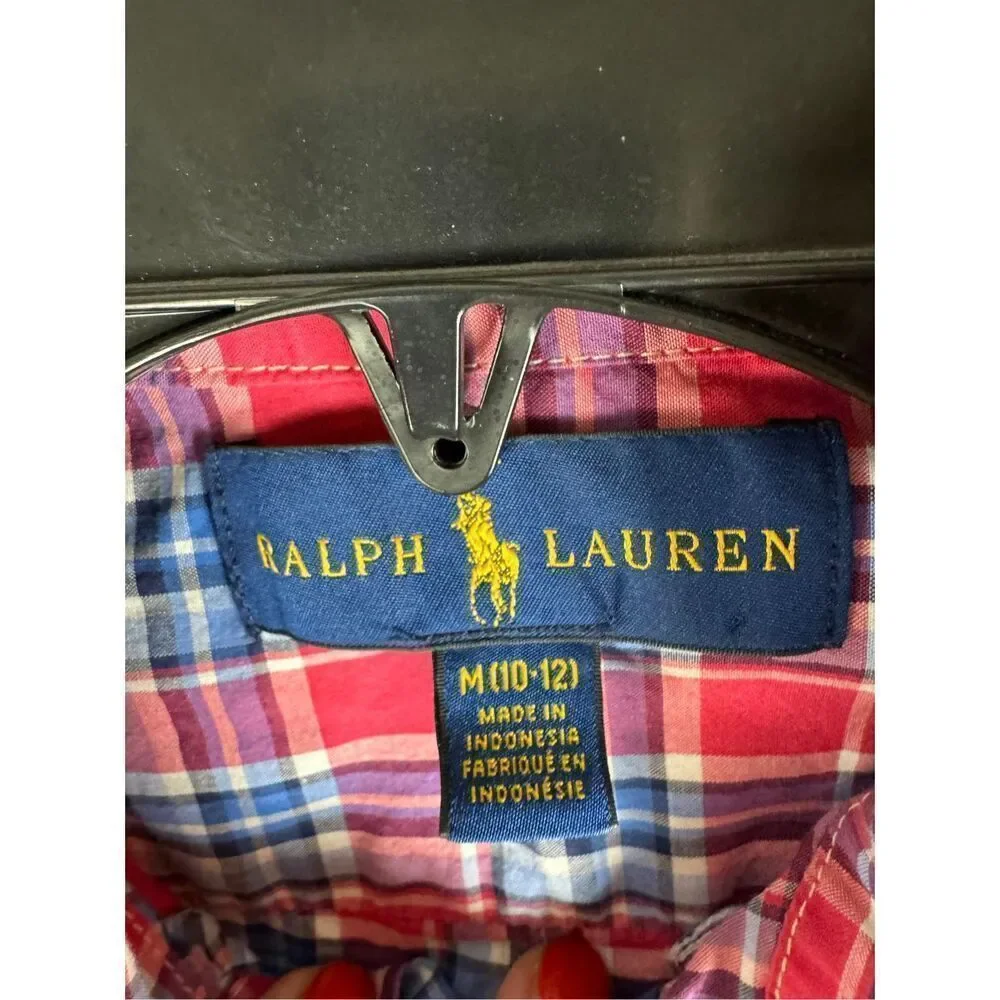 Ralph Lauren Boys Plaid Button Front Shirt 10/12